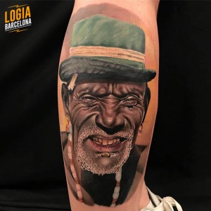 tattoo_pierna_hombre_africano_sombrero_bruno_don_lopes_logia_barcelona 